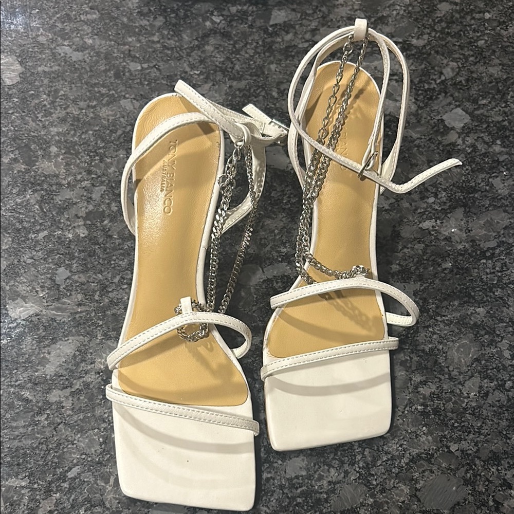 Tony Bianco White Platform Heels with Ankle Straps